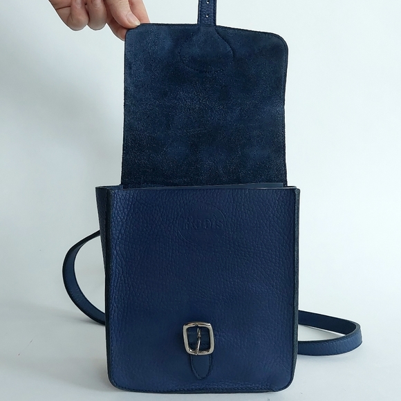 🦫🇨🇦Roots Vintage Rectangular Royal Blue Raw Leather Crossbody - Picture 6 of 12